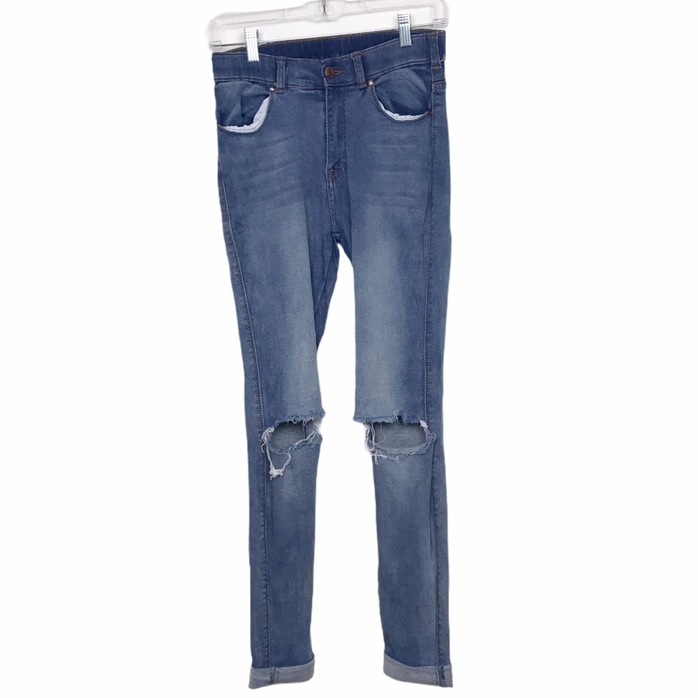 Dr Denim Blue Distressed Skinny Jeans